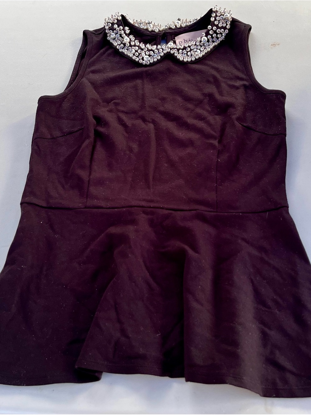 Philosophy Black Jewel-Embellished Peter Pan Collar Top